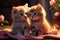 A loving Valentines Day scene featuring two adorable kittens in embrace