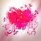 Loving watercolor splash heart with sketch graphical elements