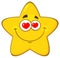 Loving Yellow Star Cartoon Emoji Face Character With Hearts Eyes