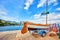 Lovran, Croatia. Sailing boat trailer at piers