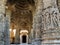 Low angal veiw of the assembly hall frome stapes to Kunda, the reservoir Sun Temple, Modhera Mehsana District Gujarat