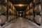 Low Angle of Bourbon Aging Warehouse Walkway