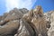 Low angle of dramatic limestone rock formations in Los Cabos, Cabo San Lucas, Mexico