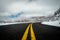 Low Angle of Kolob Terrace Road With Snow Along The Edges