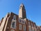 Low-angle shot of Barking Town Hall municipal building against a blue sky on a sunny day