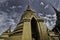 Low angle shot of a beautiful shrine under the breathtaking cloudy sky