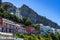 Low angle shot of buildings lined along the coastline of Marina Grande in Capri, Italy