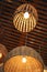 Low angle shot of decorative rattan lamps