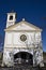 Low angle shot of the facade of the Madonna Della Neve chapel in Piedmont, Northern Italy