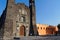 Low angle shot of the front facade of the Church of Santiago in Tlatelolco, Mexico City, Mexico