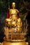 Low angle shot of a golden Buddha statue in Ten thousand Buddhas Monastery in Hong Kong, China
