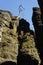 Low angle shot of a group of tall rock formations