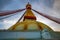 Low angle shot of the historic Boudhanath Stupa Roof in Kathmandu, Nepal