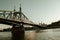 Low angle shot of the historic Liberty Bridge over water in Budapest, Hungary