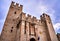 Low angle shot of the historic Scaligero Castle in Sirmione, Italy under the purple sky