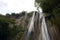 Low angle shot of the Horse Tail waterfall located in Nuevo Leon, Mexico