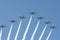 Low angle shot of jets in the sky for the day of Hispanic heritage and Armed Forces