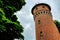 Low angle shot of the Lighthouse Kolobrzeg in Poland