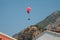 Low angle shot of people paragliding in the sk