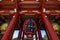 Low angle  shot of the red giant lantern at the gate of Sensoji temple in Asakusa, Tokyo, Japan