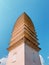 Low angle shot of The Three Pagodas of the Chongsheng Temple, Dali, China