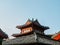 Low angle shot of typical Chinese buildings in the Millennium City Park in Kaifeng, China