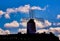 Low angle silhouette of a windmill in the Canary Islands, Spain