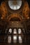 Low-angle vertical view of the interior of the National Museum of Prague, Czech Republic