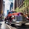 Low Angle View. 1951 Chevy pickup street rod classic. Generative AI.