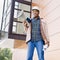 Low angle view of African construction worker