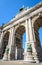 Low angle view of the arcade du Cinquantenaire on a sunny day in Brussels, Belgium