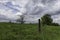 Low angle view of barbed wire fence