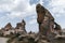 low angle view of bizarre rocks in goreme national park,