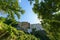 Low angle view buildings on the cliff edge Cuenca Spain