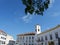 Low angle view on buildings on republic square in Elvas, the town of Alto Alentejo region, unesco world heritage site in Portugal