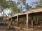 Low angle view of concrete footbridge at wetland