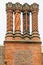 Low angle view of decorative chimneys at Hampton Court Palace