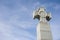 Low angle view of Freedom Monument against cloudy sky, Tallinn, Estonia, Europe