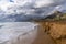 Low angle view of high tide at Calblanque Beach in southern Murcia