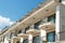 Low angle view of hotel balconies