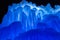 Low angle view of the Ice Castle with night illumination, Utah, U