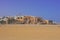 Low Angle view Kasbah of the Udayas in Rabat Morocco, Beach and buildings on Cliff