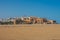 Low Angle view Kasbah of the Udayas in Rabat Morocco, Beach and buildings on Cliff