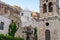 Low Angle View of a Medieval Byzantine Church and Stone Î’elfry Tower in Monemvasia Island, Peloponnese, Greece