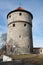 Low angle view of medieval tower, Tallinn, Estonia, Europe