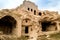 low angle view of old cave dwellings at Goreme National Park,