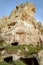 low angle view of old cave dwellings at Goreme National Park,