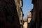 low angle view of old historical buildings with air conditioners at sunny day