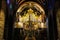 Low angle view on old pipe organ under dome of romanesque catholic church Basiliek van Onze-Lieve-Vrouw-Tenhemelopneming