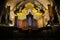 Low angle view on old pipe organ under dome of romanesque catholic church Basiliek van Onze-Lieve-Vrouw-Tenhemelopneming